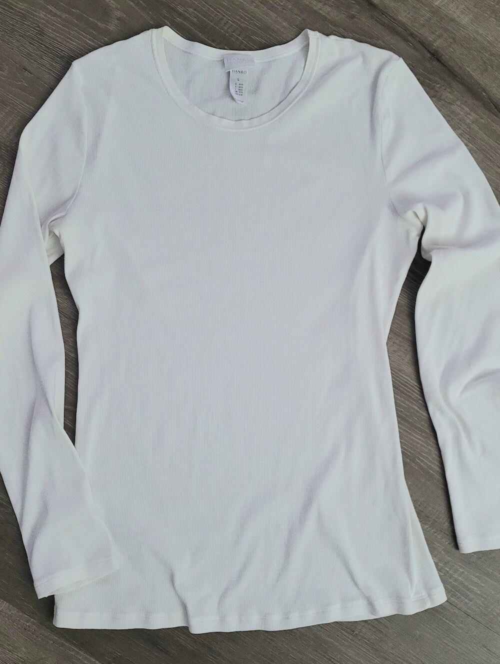 Hanro Ivory Ribbed Long Sleeve Tee